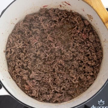 Browning the ground beef.