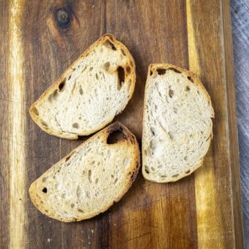 Toast on a cutting board.