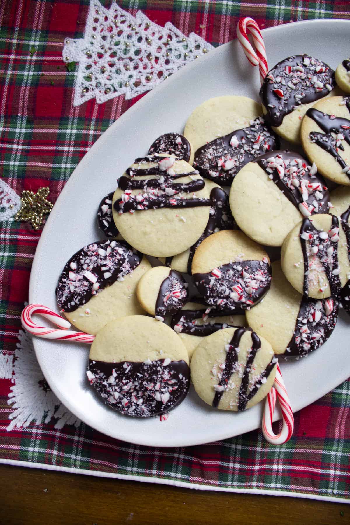 White Chocolate Dipped Peppermint Sugar Cookies