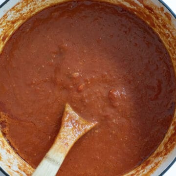 Sunday sauce in a pot.