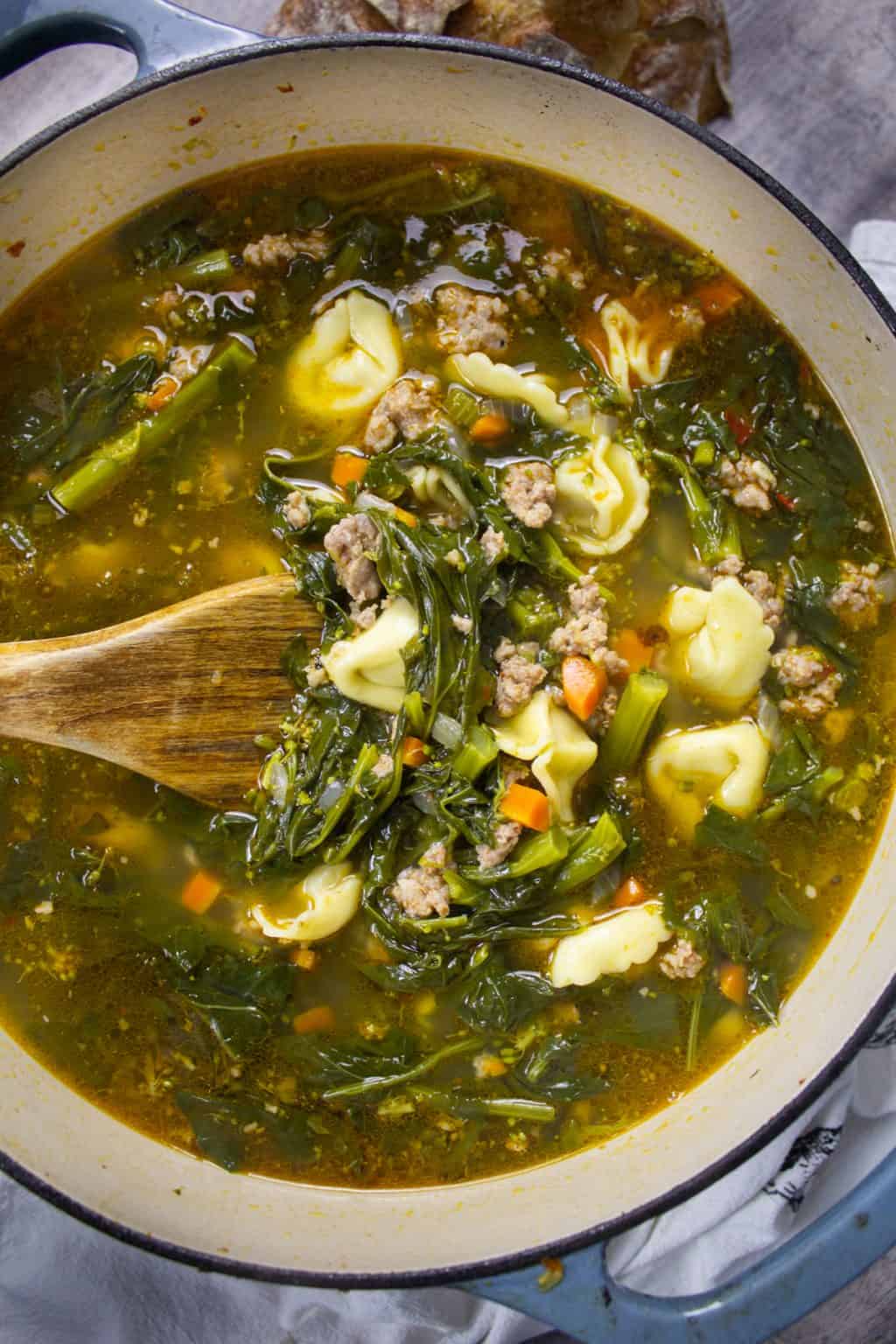 Broccoli Rabe and Tortellini Soup - always from scratch