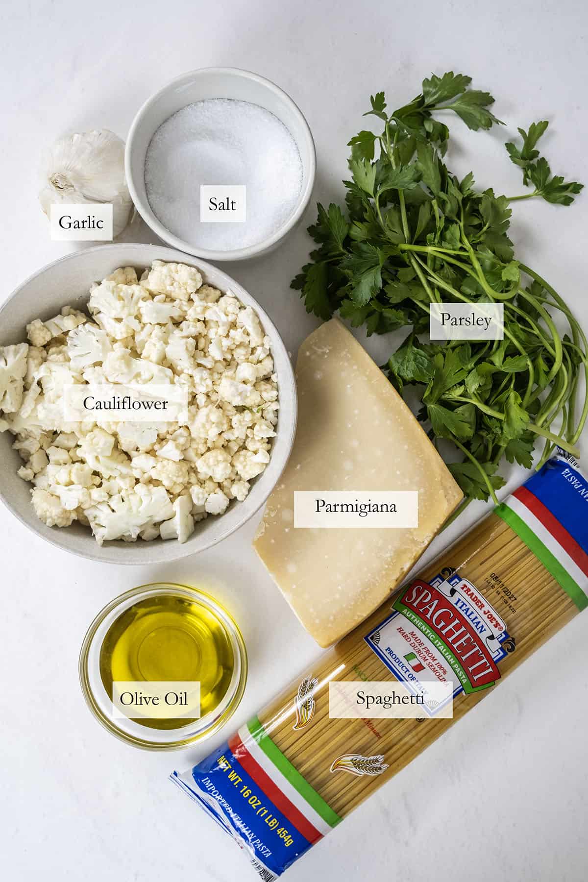 cauliflower pasta ingredients.