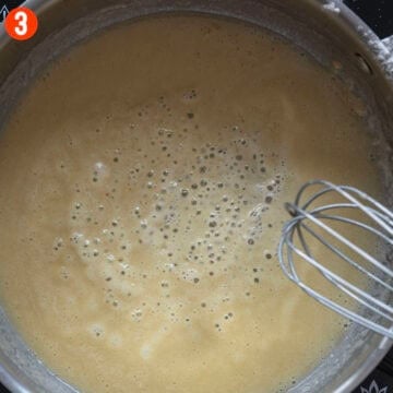 A completed roux in the pan.