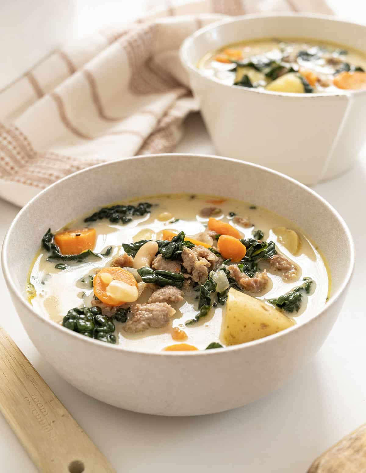 Zuppa toscana in a bowl.