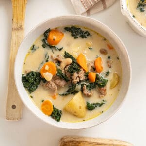 Zuppa toscana in a bowl.