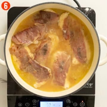Finishing the chicken in the lemon white wine sauce.
