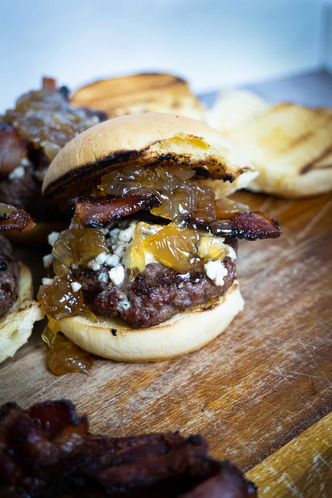 Blue Cheese Bacon Burger with Apple Chutney • A Table Full Of Joy