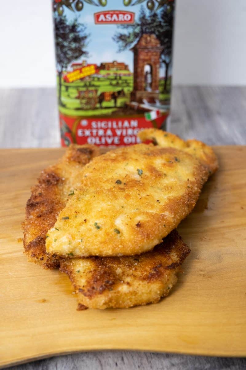 chicken cutlets fried in EVOO