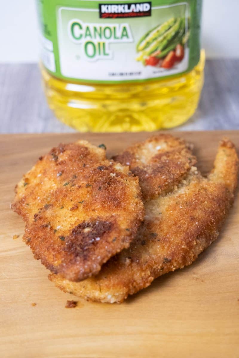 chicken cutlets fried in canola oil