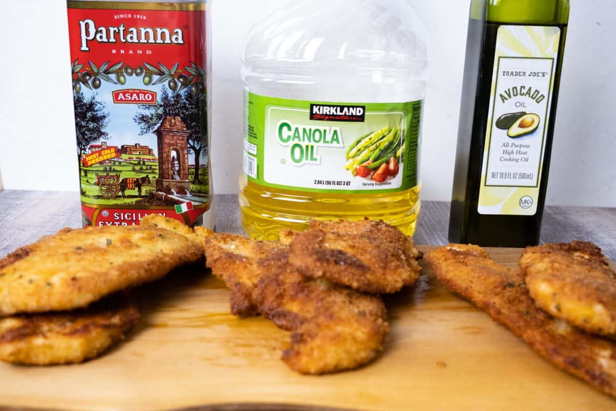 three different cutlets fried in different oils