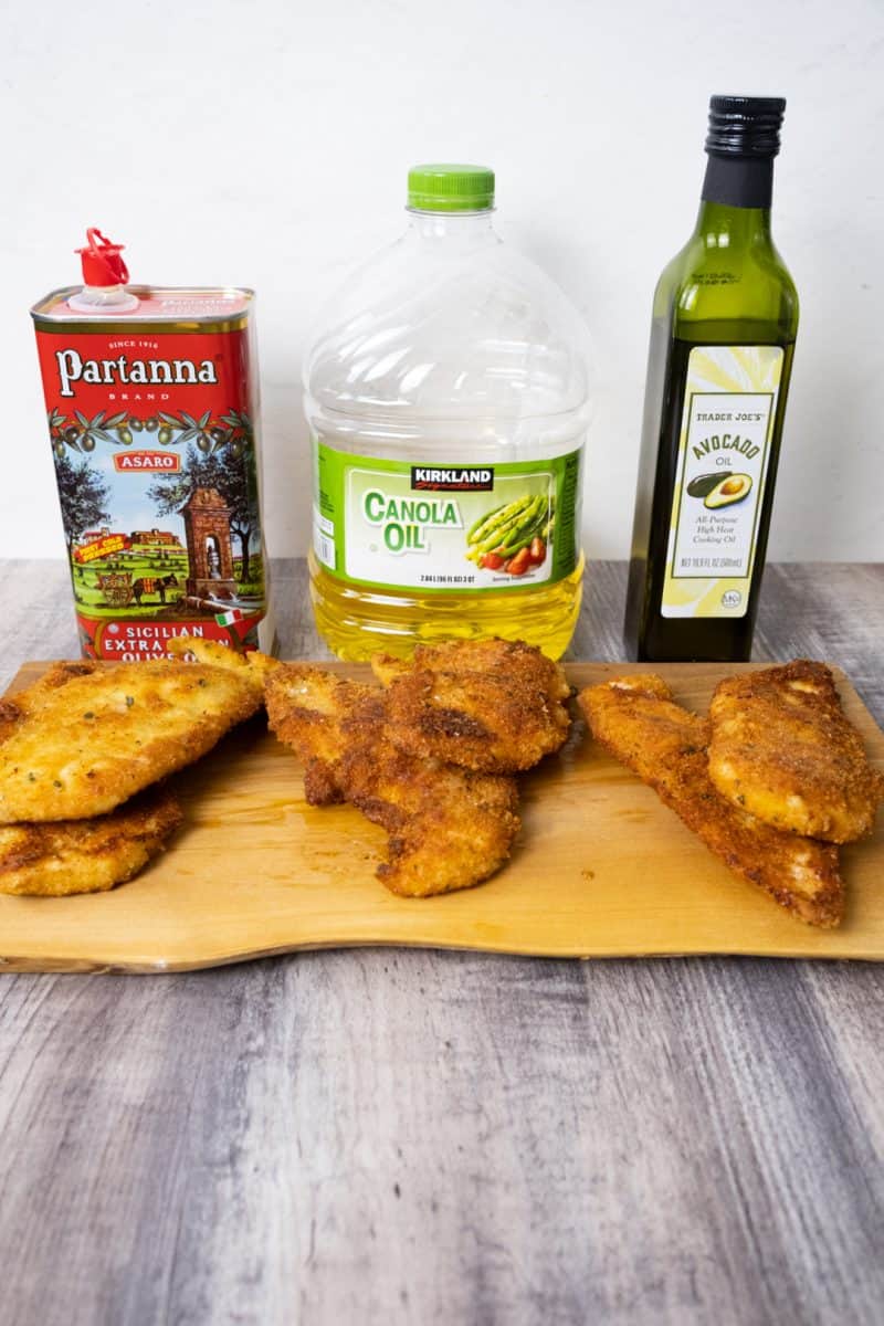 three different cutlets fried in different oils