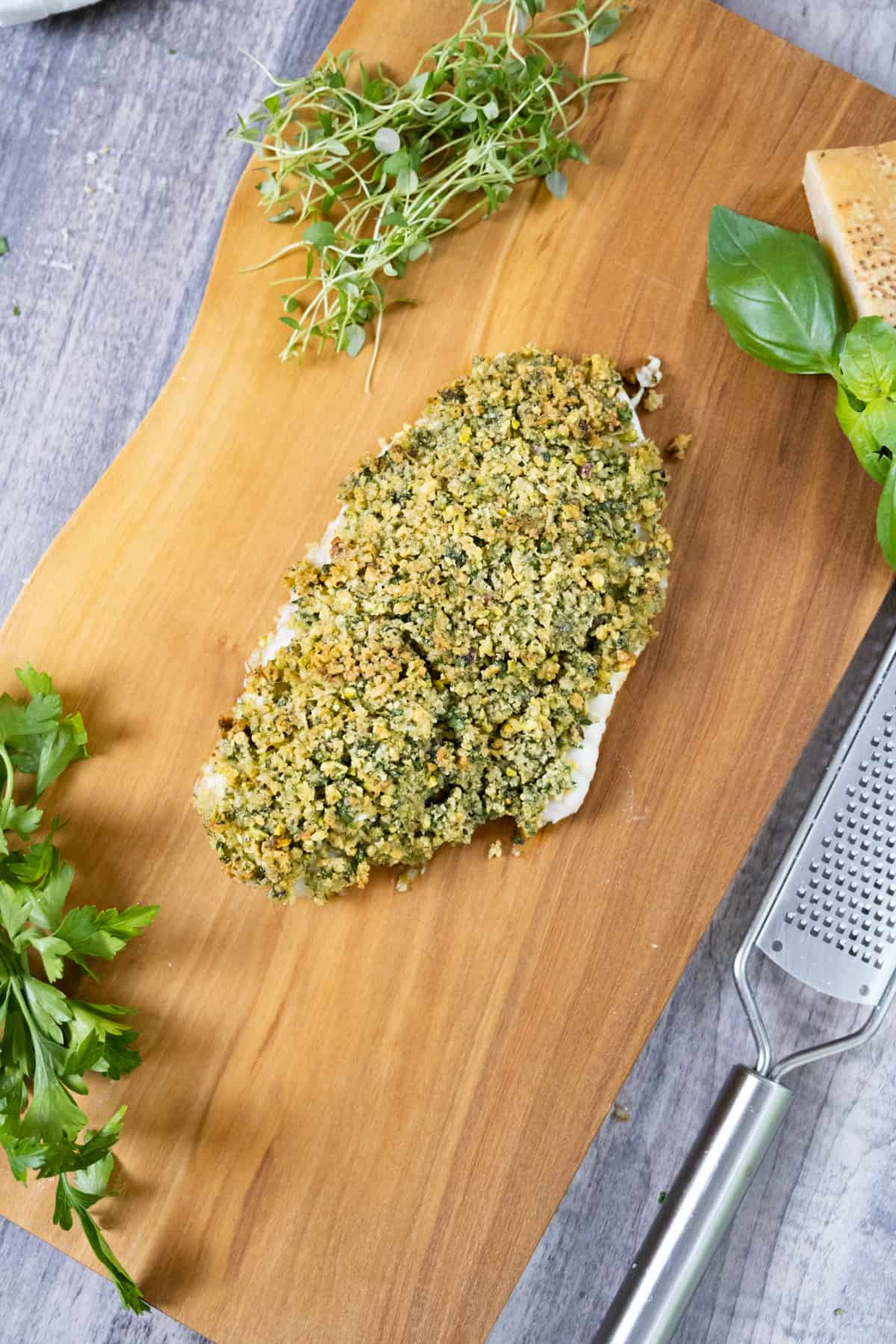 pistachio crusted seabass