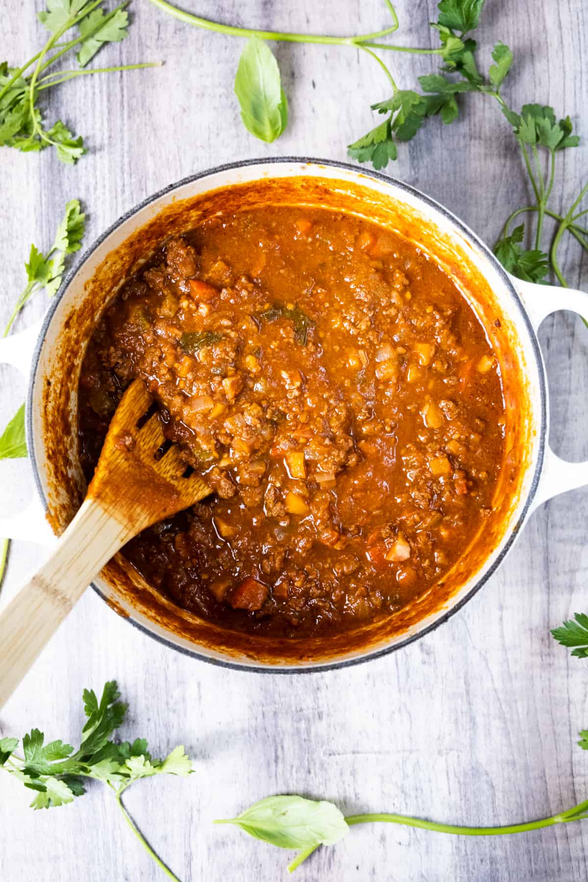 bison ragu in dutch oven