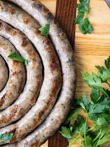 italian ring sausage topped with parsley