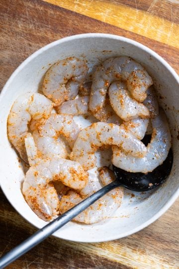 seasoned shrimp with cayenne, garlic powder, salt and pepper