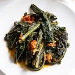 finished lacinato kale recipe braised with cherry tomatoes and garlic
