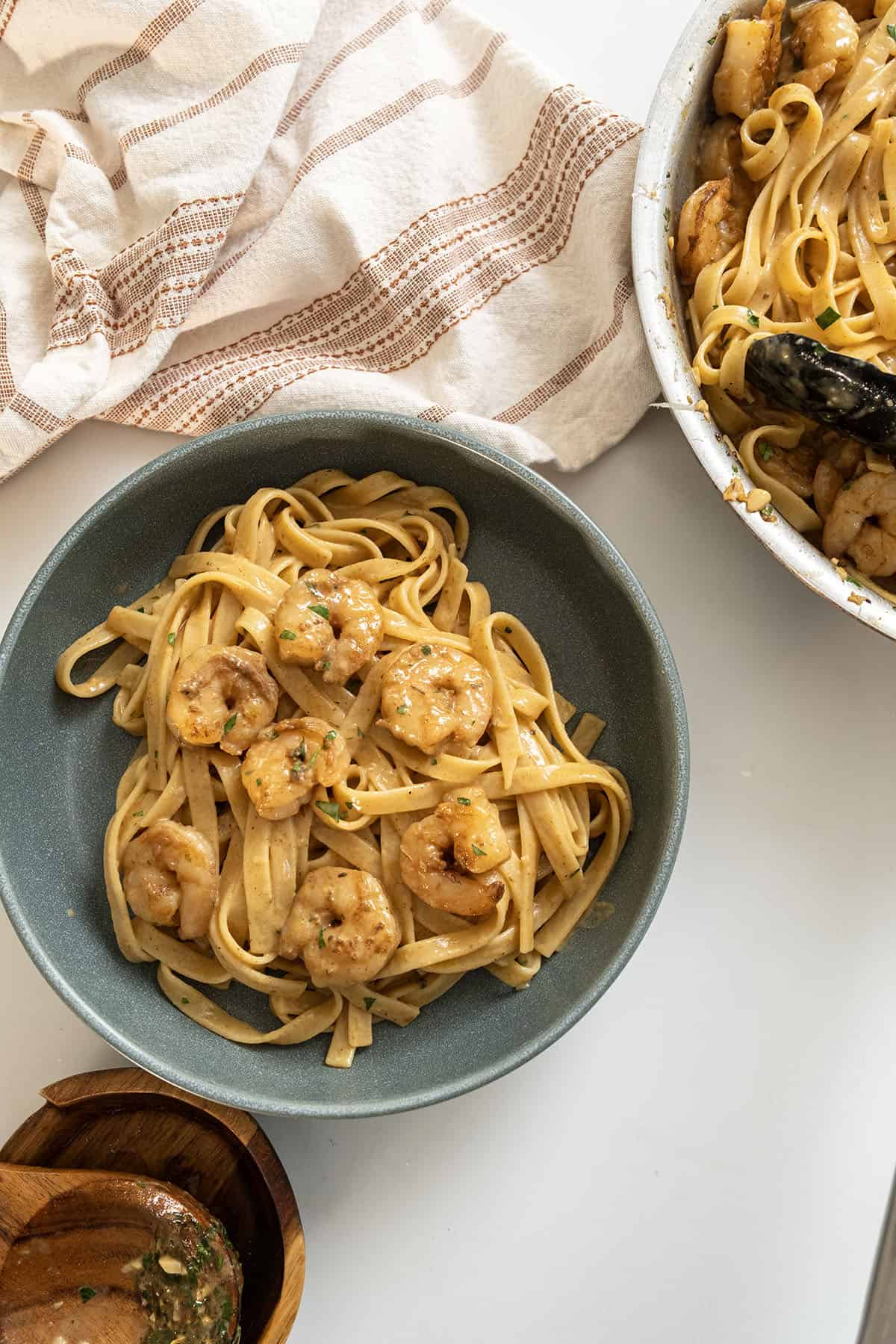 Cajun Shrimp Scampi in a bowl.