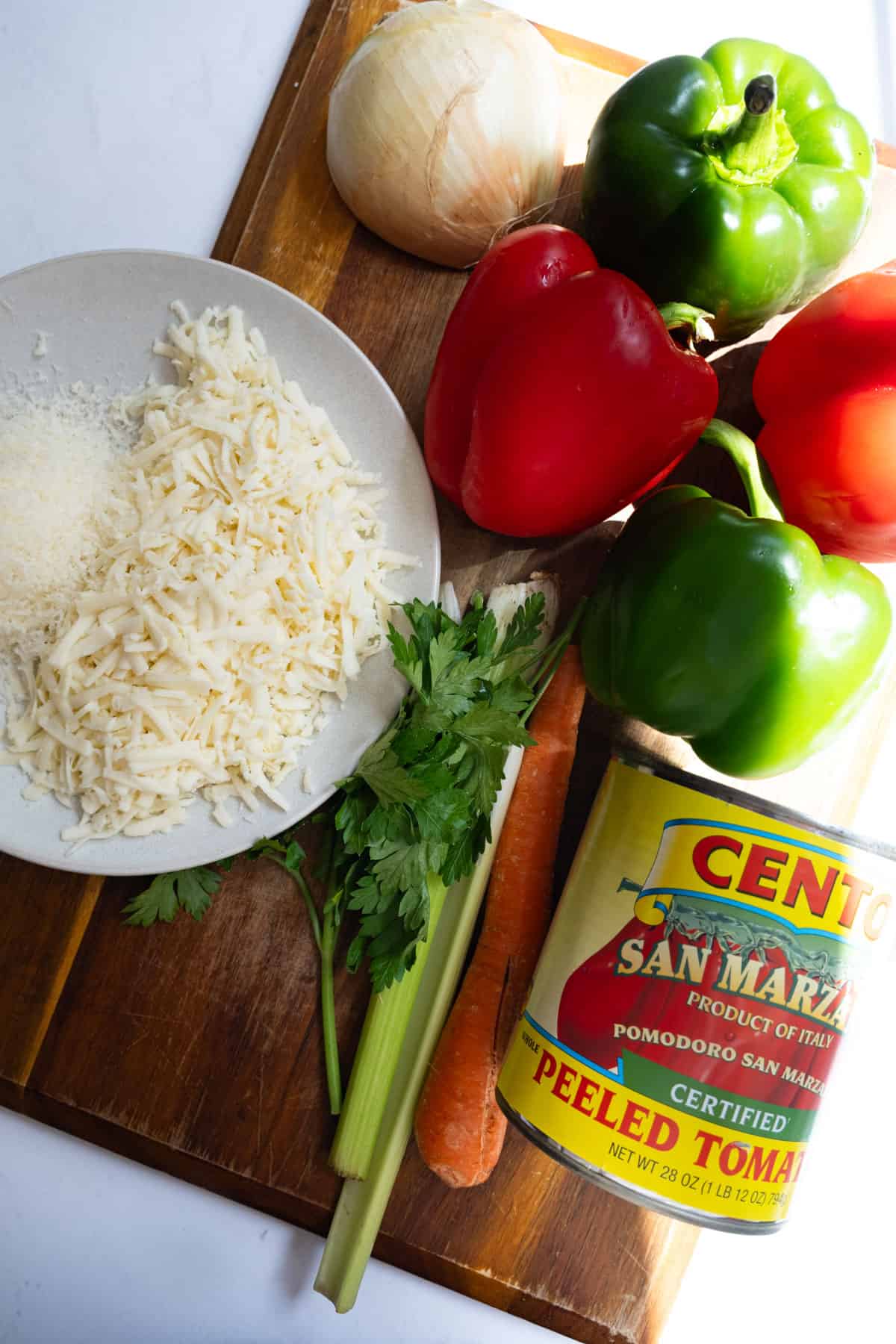 all ingredients for stuffed peppers
