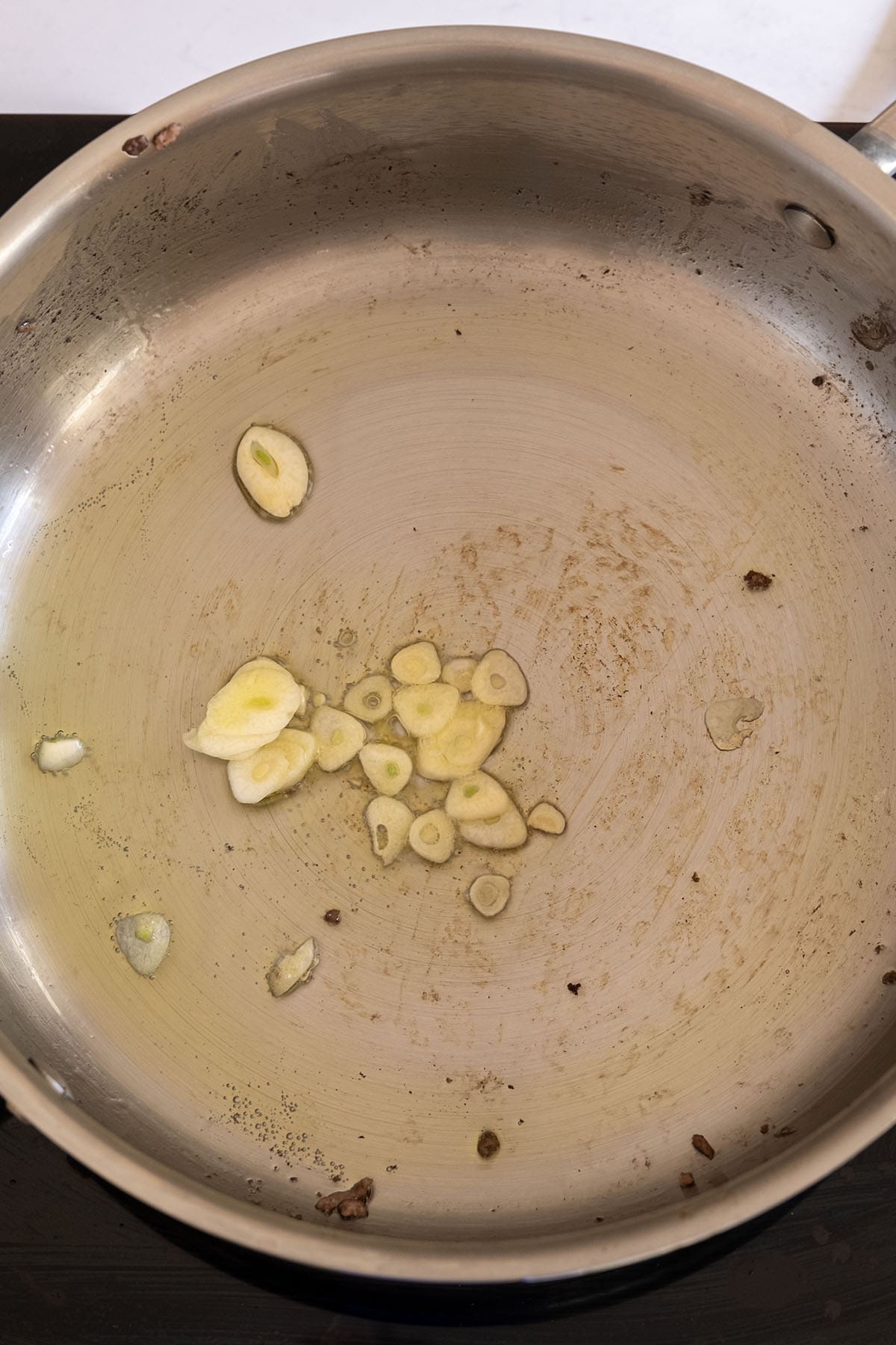 sauteing the garlic