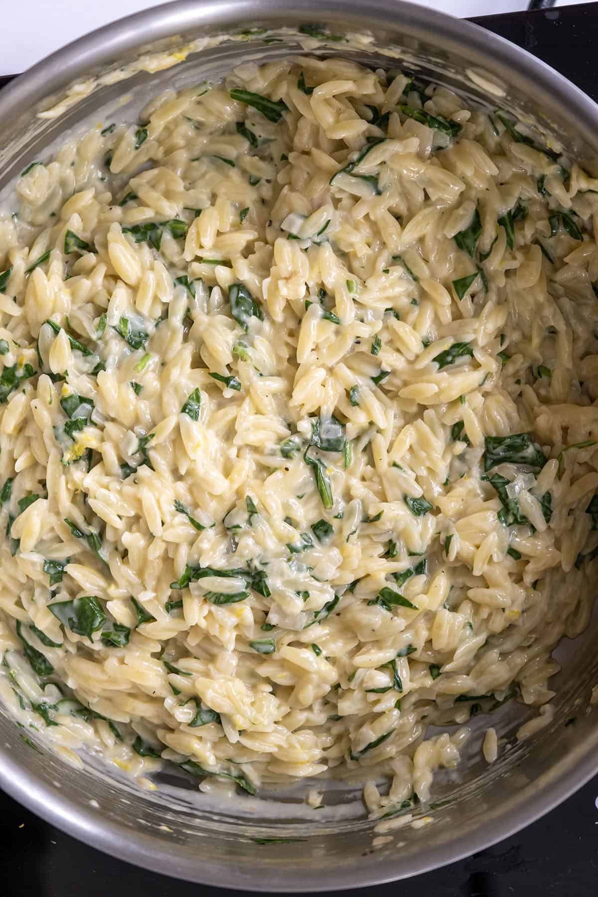 cream added to orzo
