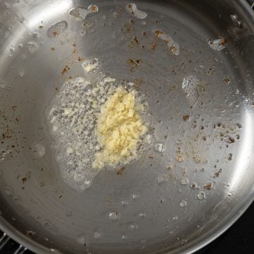 sauteing the garlic