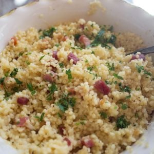 pastina carbonara close up