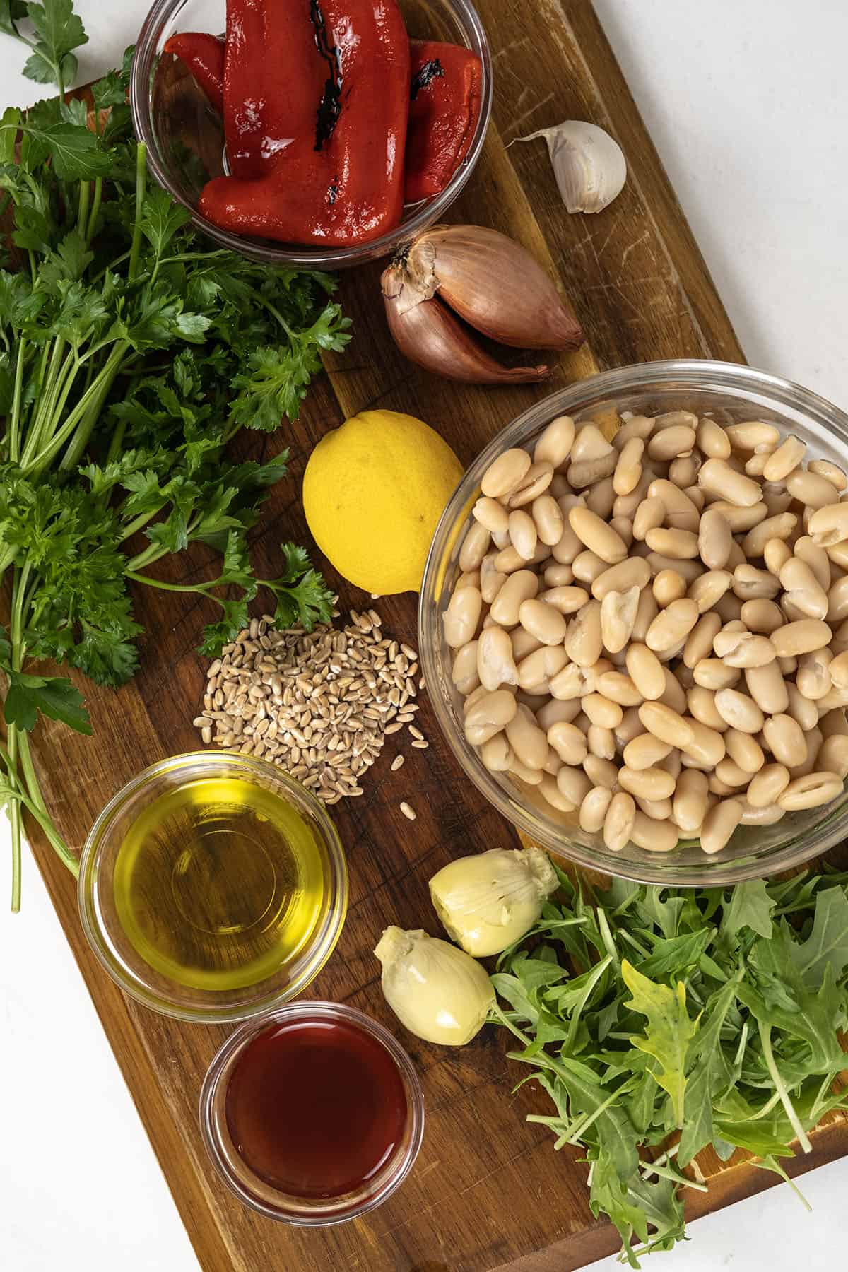 ingredients for salad with cannellini beans.