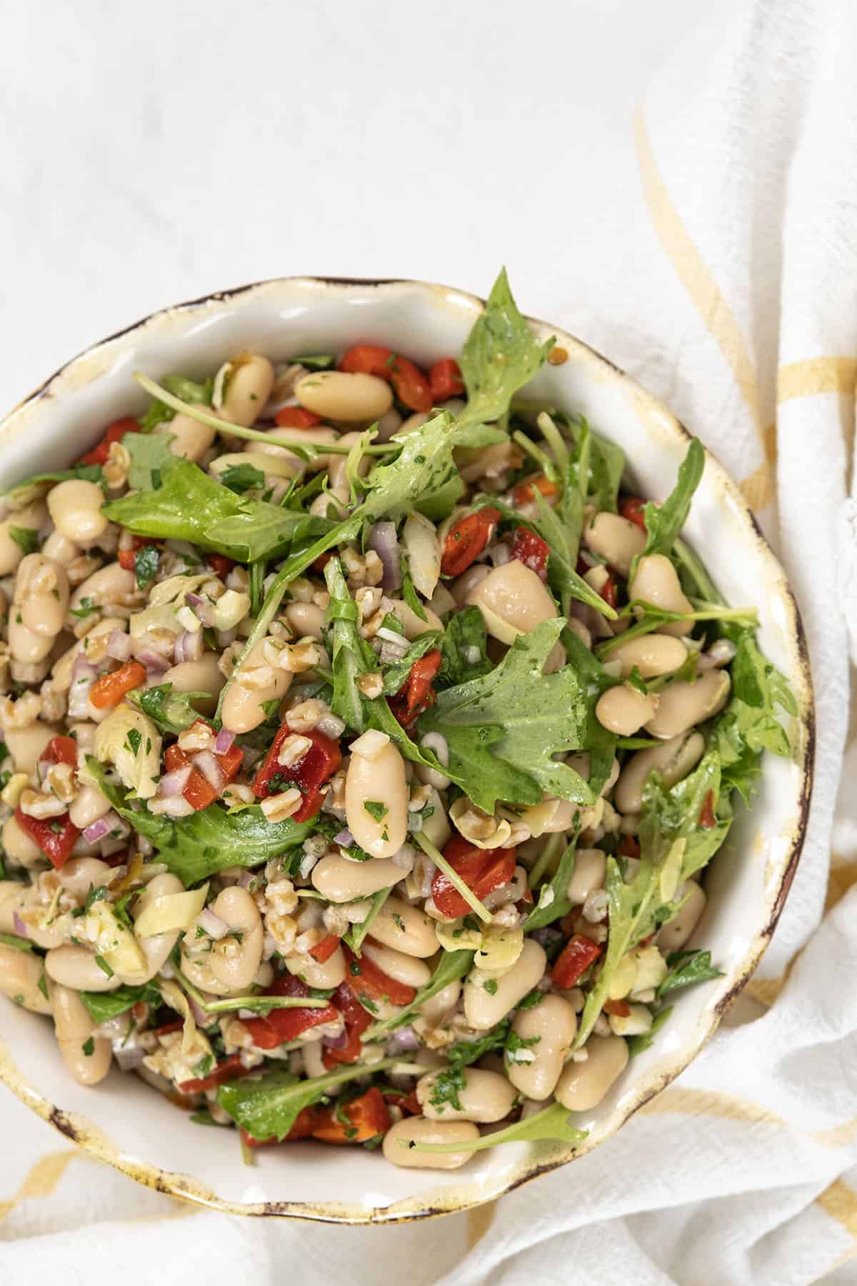 farro summer salad with cannellini beans