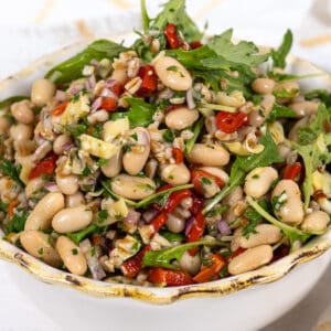 summer farro salad with Italian white beans