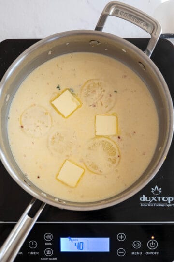 butter added to the creamy lemon sauce