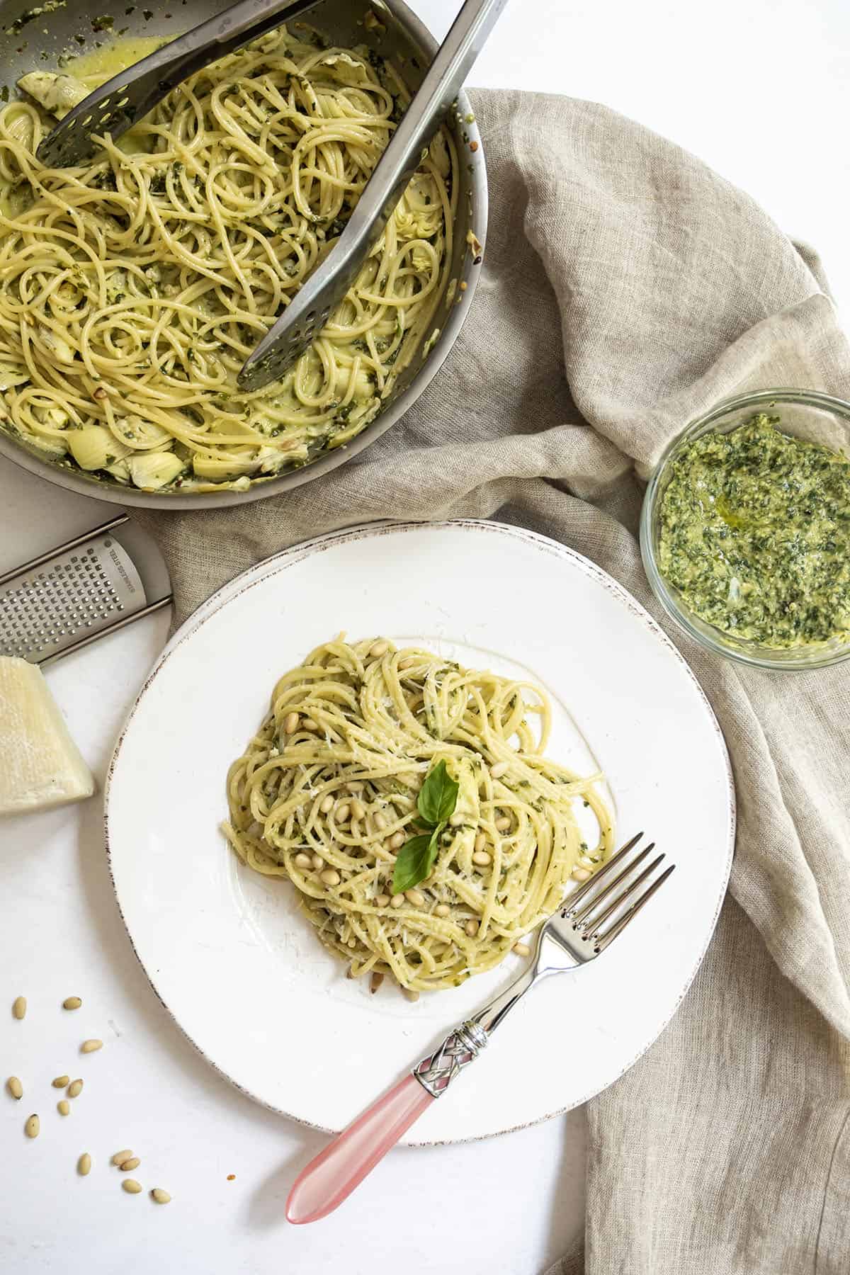 Artichoke pesto pasta