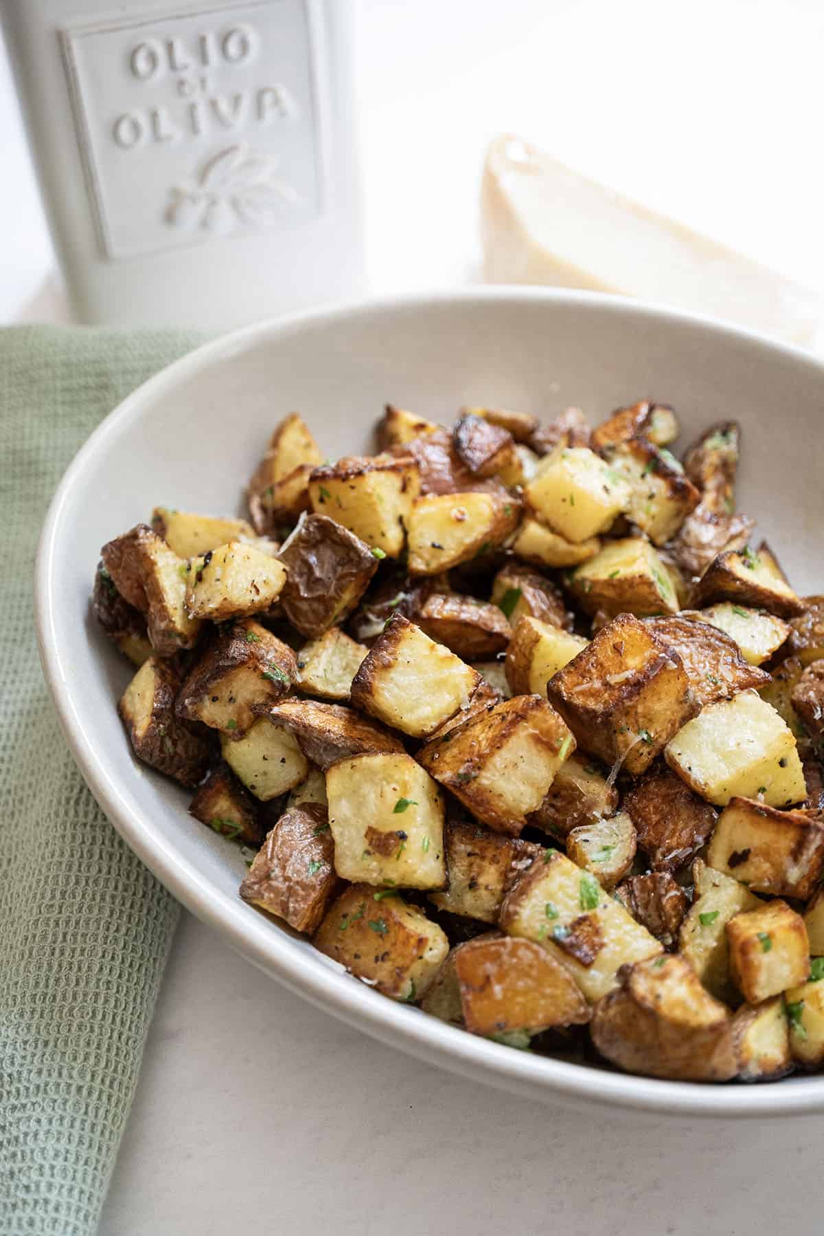 Crispy potatoes in a bowl. 