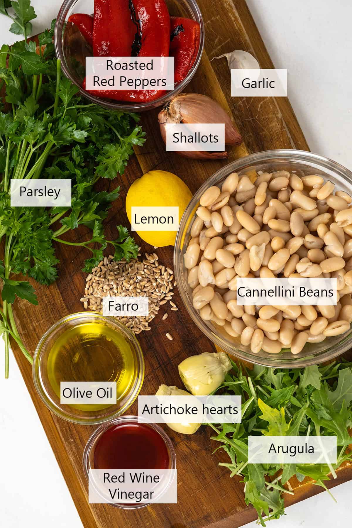 ingredients for salad with cannellini beans.