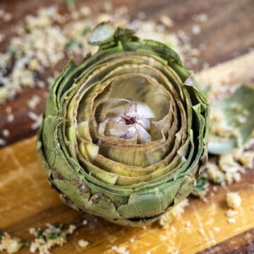 Artichoke stretched out and opened up.