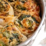 Veggie pinwheels baked in a cake pan.