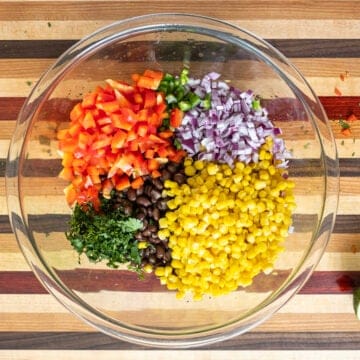 Vegetables and beans combined in a bowl.