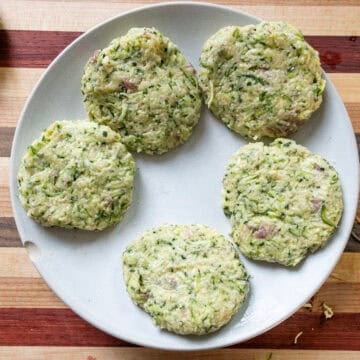 Zucchini mixture made into patties. 