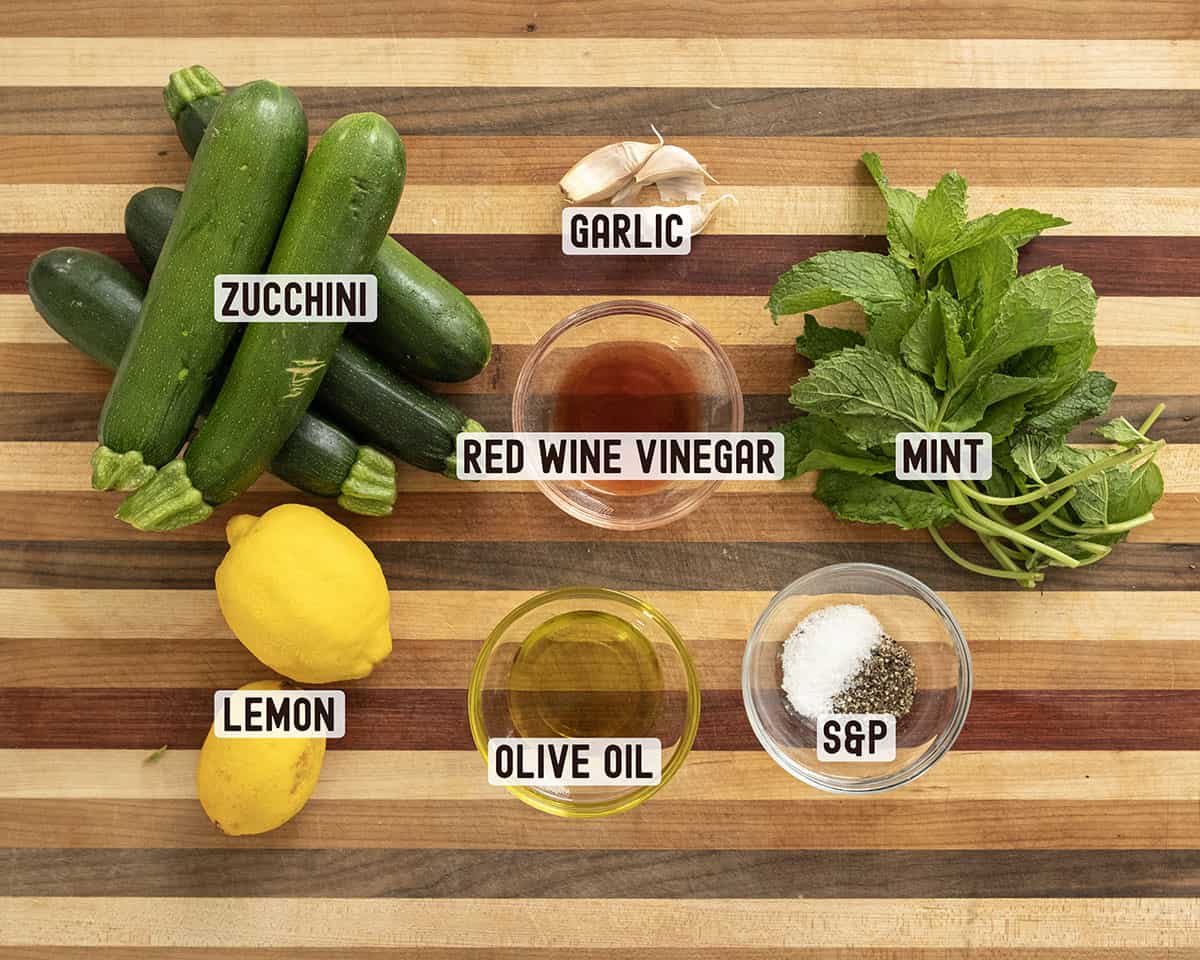 Ingredients for zucchini scapece.