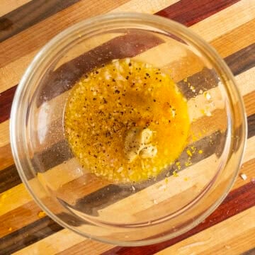 Combining ingredients for the dressing.