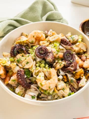 Italian seafood salad in a bowl.