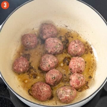 Frying meatballs in a pot.