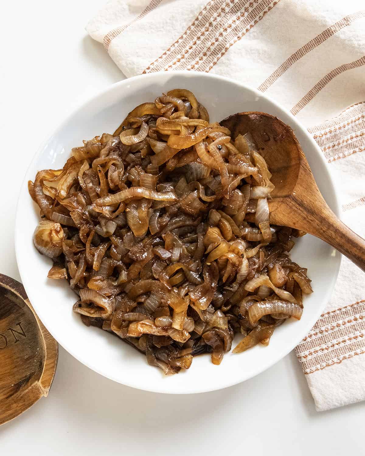 Caramelized balsamic onions in a bowl.