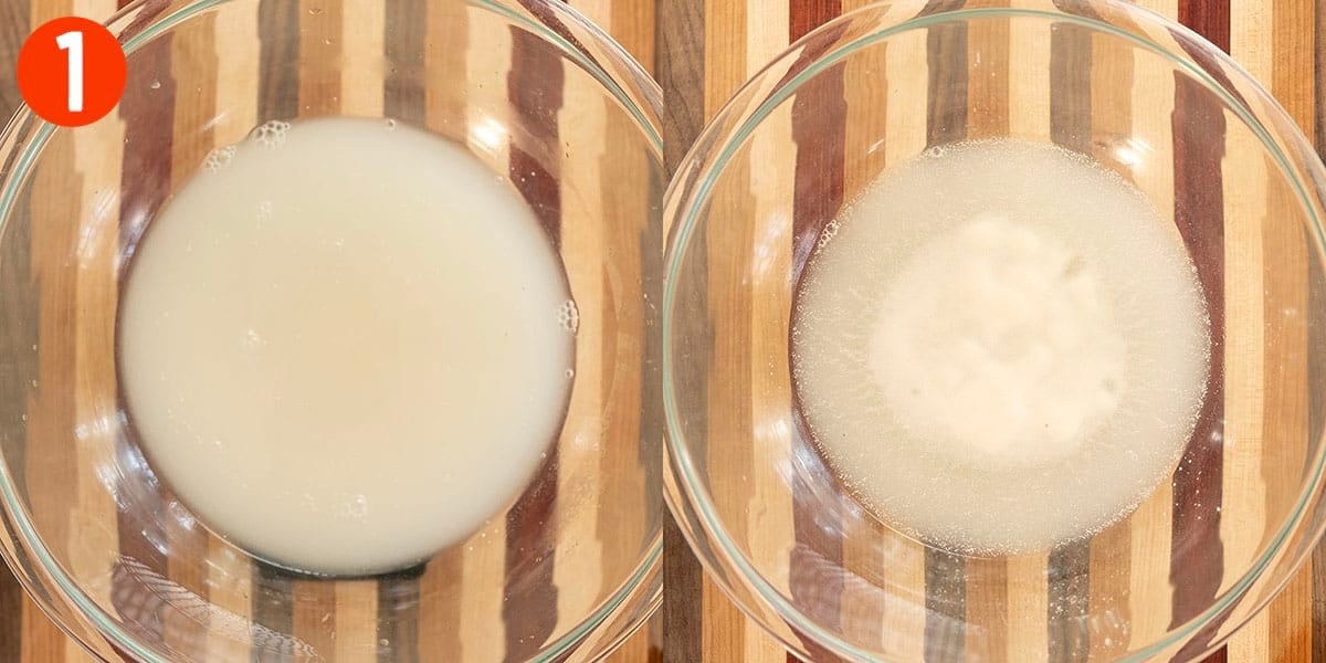 Combining sugar, water, and yeast.
