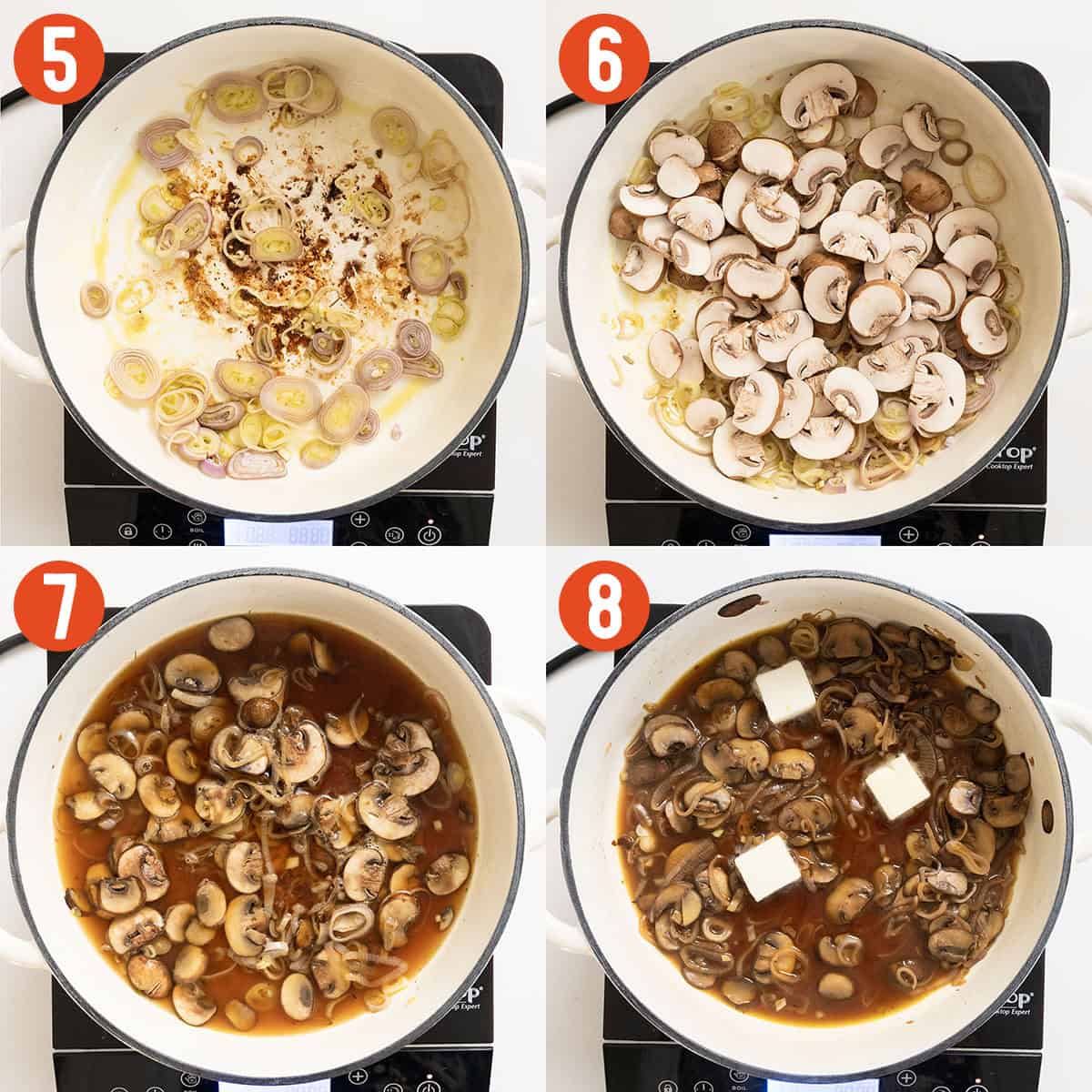 Sauteing vegetables in the pan.
