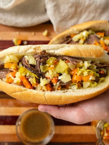 Italian Beef Sandwich in my hand.