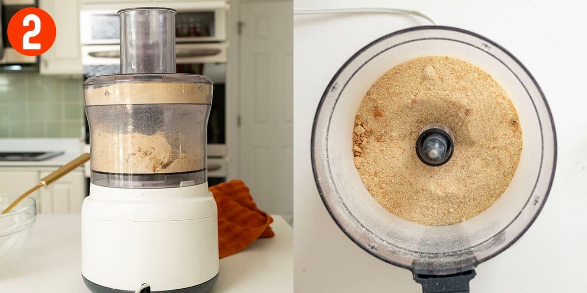 Processing bread until finely processed breadcrumbs.