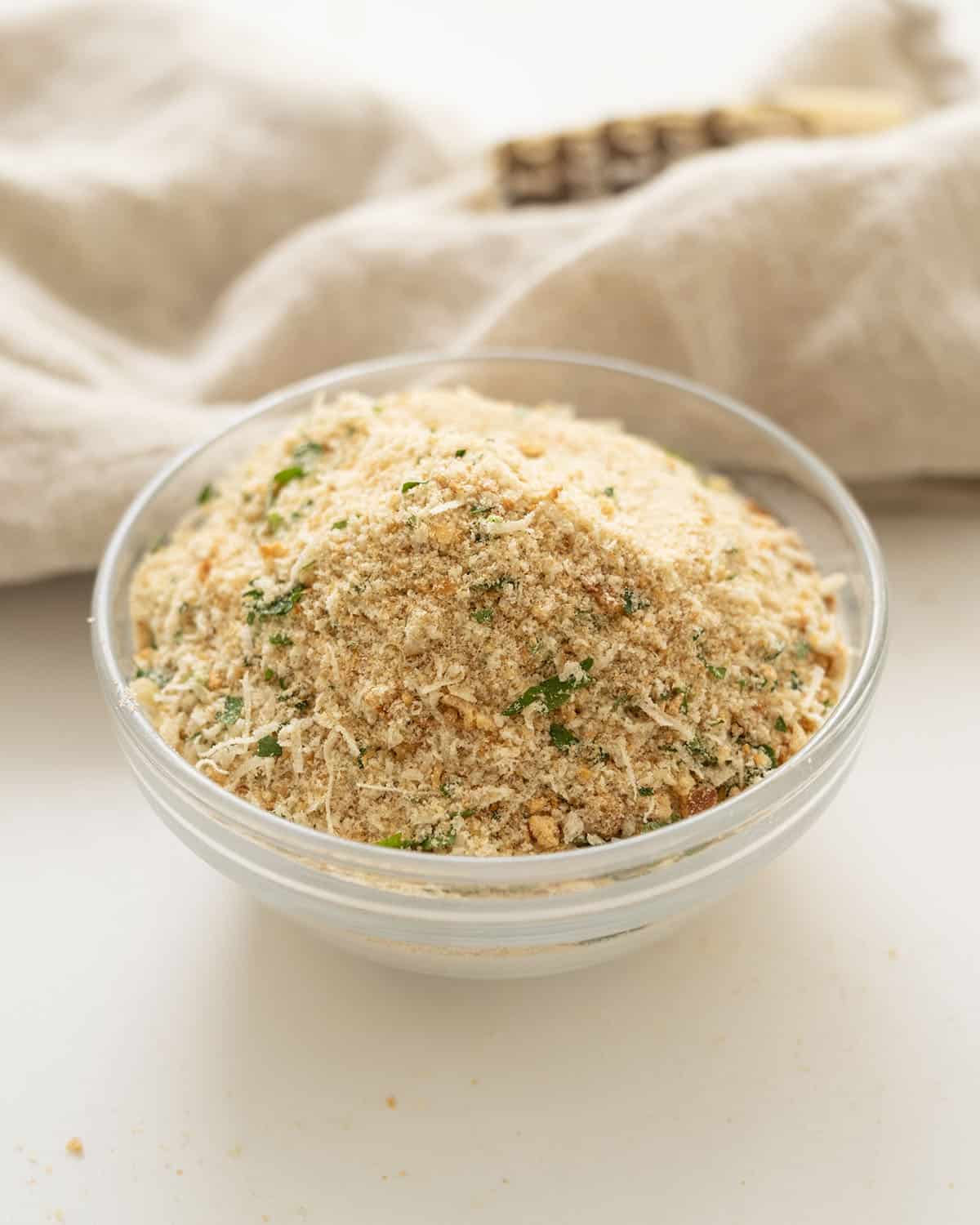 Italian seasoned breadcrumbs in a bowl.