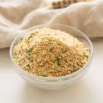 Italian seasoned breadcrumbs in a bowl.