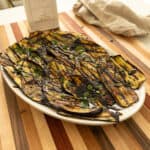 Grilled Italian eggplant drizzled with balsamic glaze.