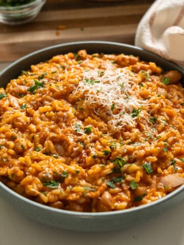 Italian rice and beans in a bowl.